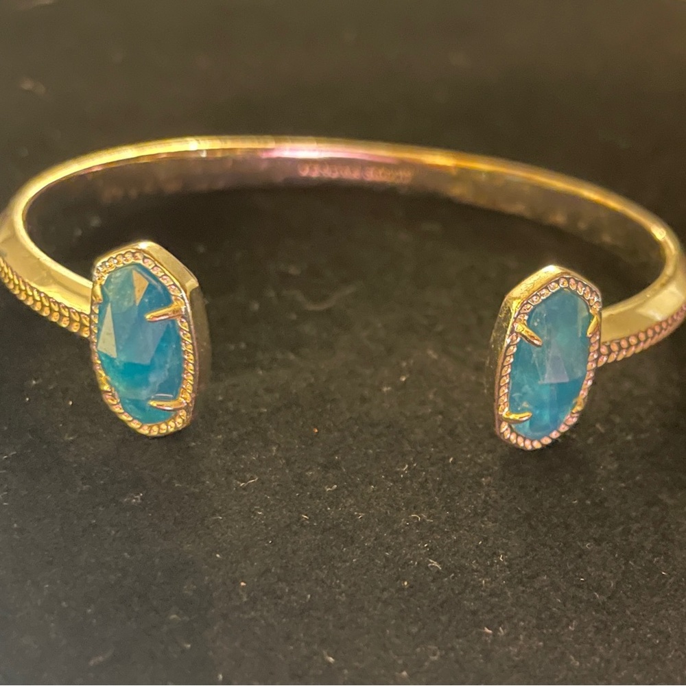 Kendra Scott Elton Gold Cuff Bracelet in Aqua Apatite